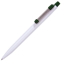 Ручка шариковая Strong, белая с зеленым с логотипом или изображением