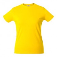 Футболка женская HEAVY LADY, желтая с логотипом или изображением