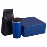 Набор: термостакан и кофе, синий с логотипом или изображением