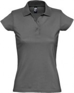 Рубашка поло женская Prescott women 170, темно-серая с логотипом или изображением