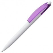 Ручка шариковая Bento, белая с фиолетовым с логотипом или изображением