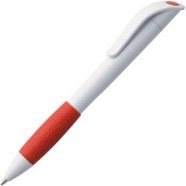 Ручка шариковая Grip, белая с красным с логотипом или изображением