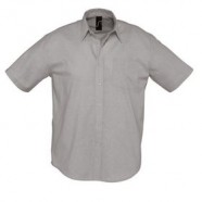 Рубашка мужская с коротким рукавом BRISBANE, серая с логотипом или изображением