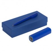 Набор Couple: аккумулятор и ручка, синий с логотипом или изображением