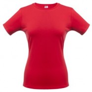 Футболка женская T-bolka Stretch Lady, темно-красная с логотипом или изображением