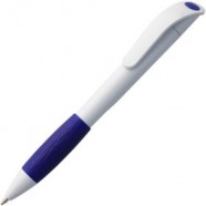 Ручка шариковая Grip, белая с синим с логотипом или изображением