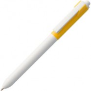 Ручка шариковая Hint Special, белая с желтым с логотипом или изображением