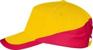 Бейсболка BOOSTER, желтая с красным с логотипом или изображением