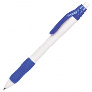 N4, ручка шариковая с грипом, белый/синий, пластик с логотипом или изображением