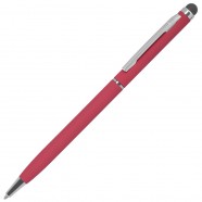 TW Soft, ручка шариковая со стилусом для сенсорных экранов, красый/хром, металл/софт покрытие с логотипом или изображением