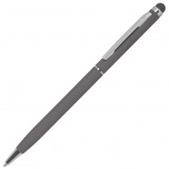 TW Soft, ручка шариковая со стилусом для сенсорных экранов, серый/хром, металл/софт покрытие с логотипом или изображением