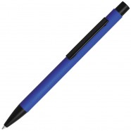 SKINNY, ручка шариковая, синий/черный, алюминий, софт- покрытие с логотипом или изображением