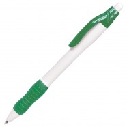 N4, ручка шариковая с грипом, белый/зеленый, пластик с логотипом или изображением