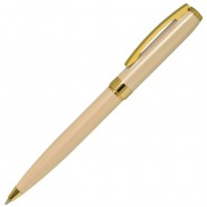 ROYALTY, ручка шариковая, бежевый/золотой, металл, лаковое покрытие с логотипом или изображением