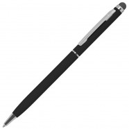 TW Soft, ручка шариковая со стилусом для сенсорных экранов, черный/хром, металл/софт покрытие с логотипом или изображением