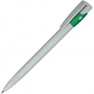 KIKI ECOLINE, ручка шариковая, серый/светло-зеленый, экопластик с логотипом или изображением