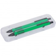 FUTURE, набор ручка и карандаш в прозрачном футляре, зеленый, пластик с логотипом или изображением
