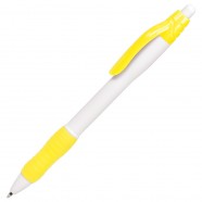 N4, ручка шариковая с грипом, белый/желтый, пластик с логотипом или изображением