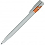 KIKI ECOLINE, ручка шариковая, серый/оранжевый, экопластик с логотипом или изображением