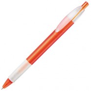 X-1 FROST GRIP, ручка шариковая, фростированный оранжевый/белый, пластик с логотипом или изображением
