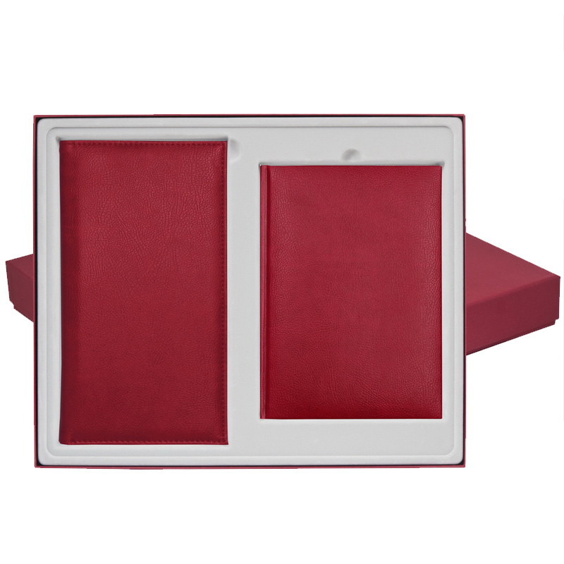 Подарочный набор MARSEILLE, красный (Ежедневник недат А5, Визитница) с логотипом или изображением