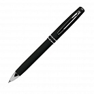 Шариковая ручка, Consul, нажимной мех-м,корпус-алюминий,покрытие-soft touch,отд.-хром, черный, для лазерной гравировки с логотипом или изображением