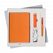 Подарочный набор Portobello/Latte оранжевый (Ежедневник недат А5, Ручка, Power Bank) с логотипом или изображением