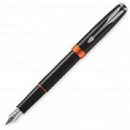 Ручка перьевая «Паркер Соннет Экск Блэк + Рэд». Laque. 18К, F, чернила синие с логотипом или изображением