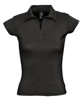 Рубашка поло женская без пуговиц PRETTY 220 черная с логотипом или изображением