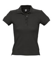 Рубашка поло женская PEOPLE 210 черная с логотипом или изображением