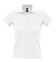 Рубашка поло женская PEOPLE 210 белая с логотипом или изображением