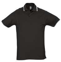 Рубашка поло мужская с контрастной отделкой PRACTICE 270 черная с логотипом или изображением