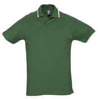 Рубашка поло мужская с контрастной отделкой PRACTICE 270, зеленый/белый с логотипом или изображением