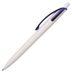 Ручка шариковая Bento, белая с синим с логотипом или изображением