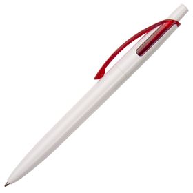 Ручка шариковая Bento, белая с красным с логотипом или изображением
