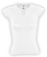 Футболка женская с оригинальным V-обр. вырезом MINT 170, белая с логотипом или изображением