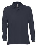 Рубашка поло мужская с длинным рукавом STAR 170 темно-синяя с логотипом или изображением