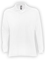 Рубашка поло мужская с длинным рукавом STAR 170, белая с логотипом или изображением