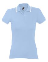Рубашка поло женская Practice women 270 голубая с белым с логотипом или изображением