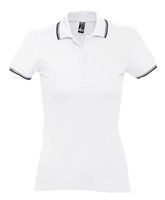Рубашка поло женская Practice women 270 белая с темно-синим с логотипом или изображением