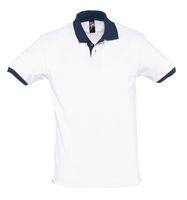Рубашка поло Prince 190 белая с темно-синим с логотипом или изображением