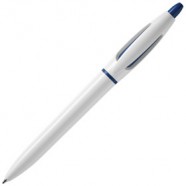 Ручка шариковая S! (Си), белая с темно-синим с логотипом или изображением