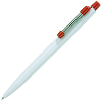 Ручка шариковая Strong, белая с красным с логотипом или изображением