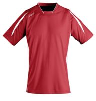 Футболка спортивная MARACANA 140, красная с белым с логотипом или изображением