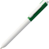 Ручка шариковая Hint Special, белая с зеленым с логотипом или изображением