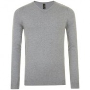 Пуловер мужской GLORY MEN, серый меланж с логотипом или изображением