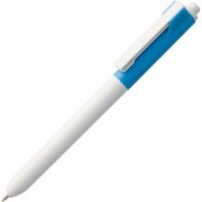 Ручка шариковая Hint Special, белая с голубым с логотипом или изображением