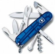 Офицерский нож CLIMBER 91, полупрозрачный синий с логотипом или изображением