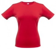 Футболка женская T-bolka Stretch Lady, красная с логотипом или изображением