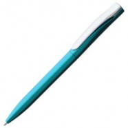 Ручка шариковая Pin Silver, голубая с логотипом или изображением